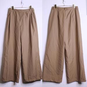 NWT Tan Asymmetrical Waist Wide Leg Trousers - Large